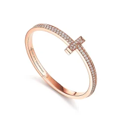 Tiffany & Co. Tiffany T T1 wide diamond hinged bangle in 18k rose gold, medium. | ^ Bracelets|Men's Jewelry