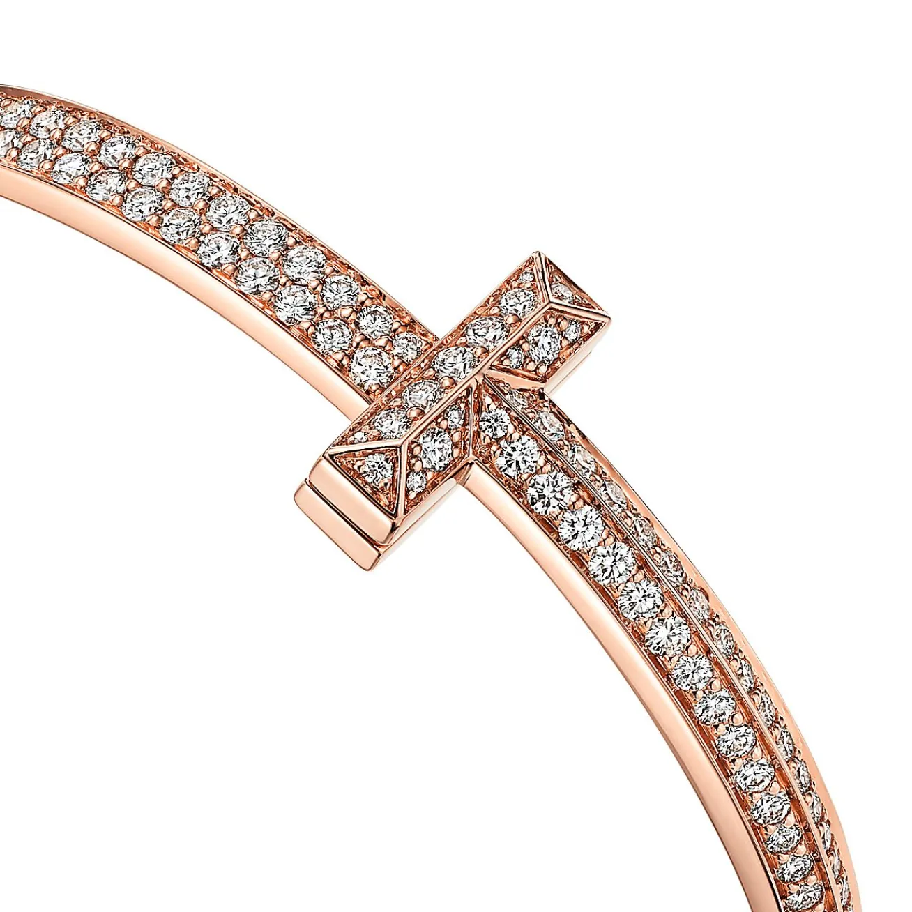 Tiffany & Co. Tiffany T T1 wide diamond hinged bangle in 18k rose gold, medium. | ^ Bracelets|Men's Jewelry