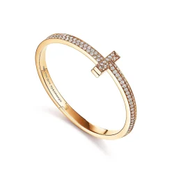 Tiffany & Co. Tiffany T T1 wide diamond hinged bangle in 18k gold, medium. | ^ Bracelets|Men's Jewelry