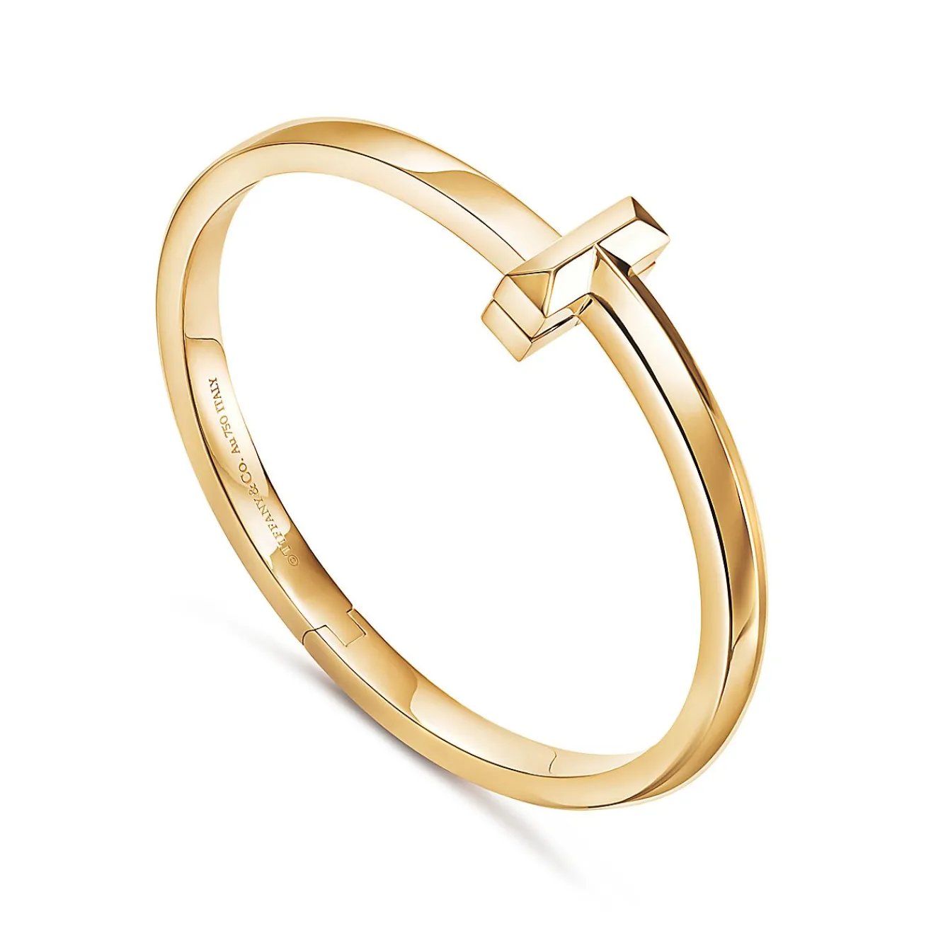 Tiffany & Co. Tiffany T T1 wide hinged bangle in 18k gold, medium. | ^ Bracelets|Men's Jewelry