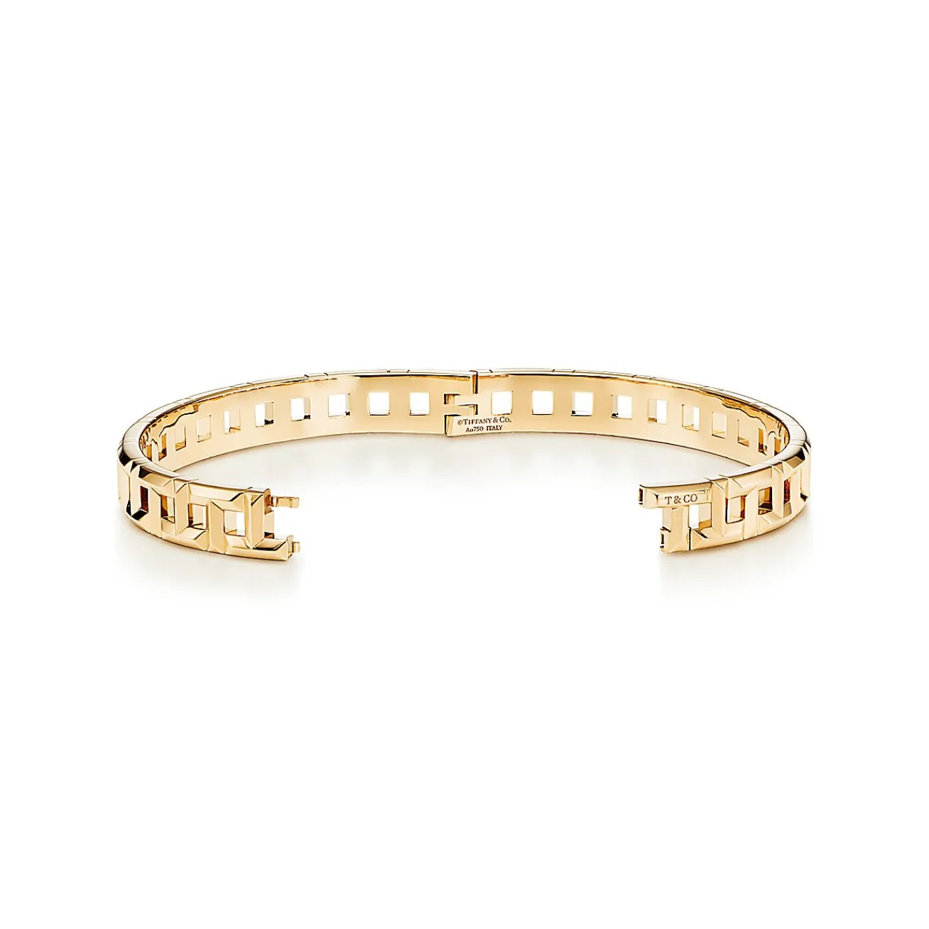 Tiffany & Co. Tiffany T True narrow hinged bangle in 18k gold, large. | ^ Bracelets|Gold Jewelry