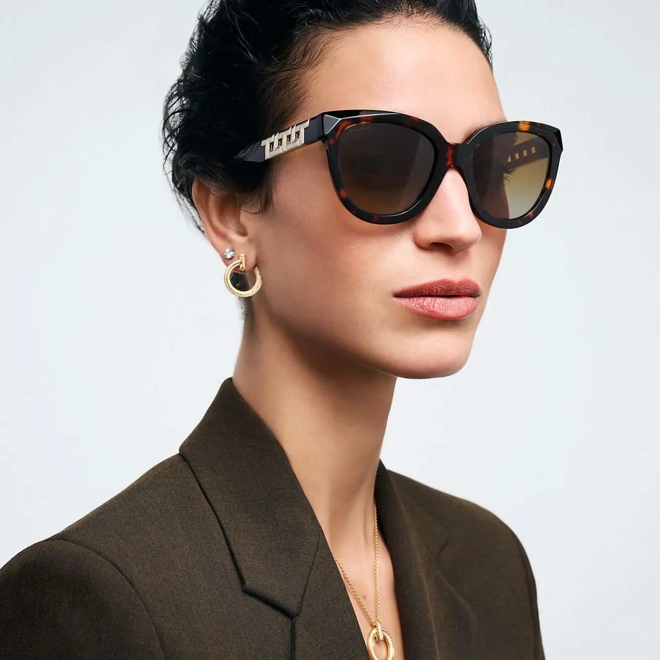 Tiffany & Co. Tiffany T True Sunglasses in Tortoise Acetate with Brown Gradient Lenses | ^Women Tiffany T|Sunglasses