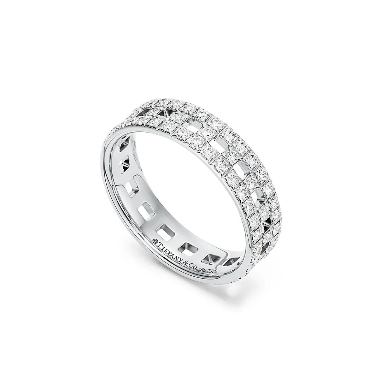 Tiffany & Co. Tiffany T True wide ring in 18k white gold with pavé diamonds, 5.5 mm wide. | ^Women Rings|Men's Jewelry
