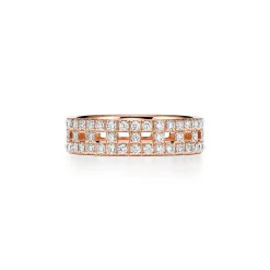 Tiffany & Co. Tiffany T True wide ring in 18k rose gold with pavé diamonds, 5.5 mm wide. | ^Women Rings|Men's Jewelry
