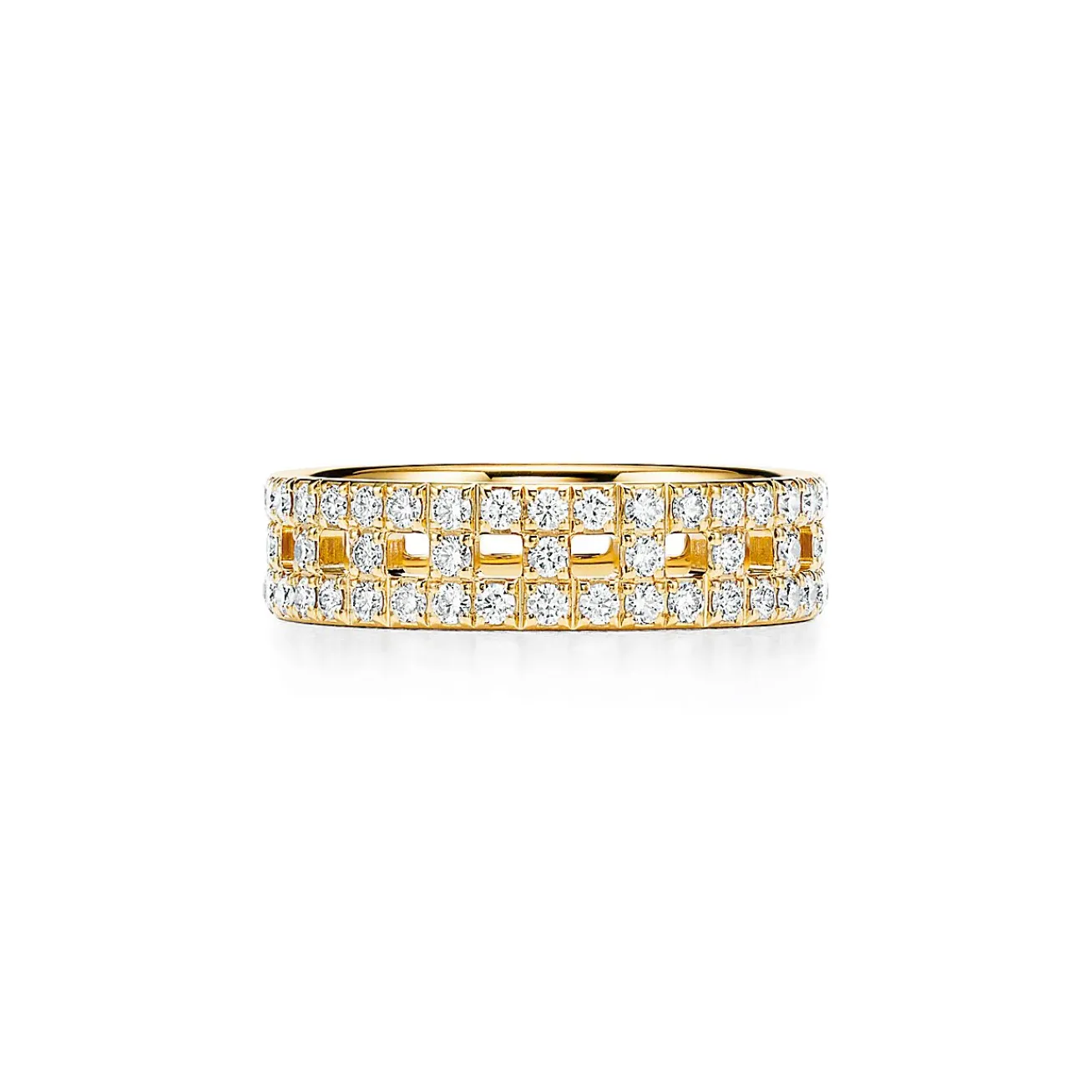 Tiffany & Co. Tiffany T True wide ring in 18k gold with pavé diamonds, 5.5 mm wide. | ^Women Rings|Men's Jewelry