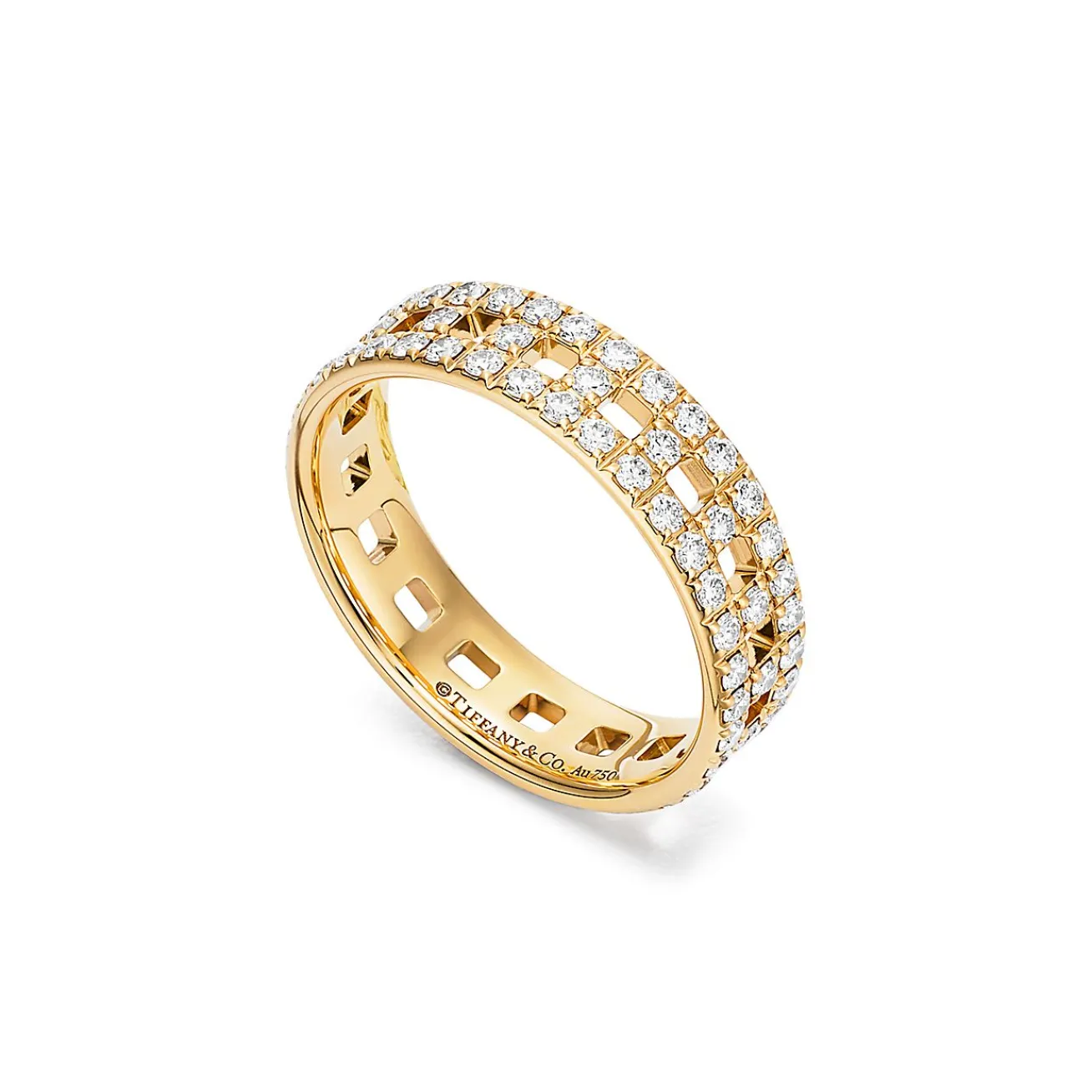 Tiffany & Co. Tiffany T True wide ring in 18k gold with pavé diamonds, 5.5 mm wide. | ^Women Rings|Men's Jewelry