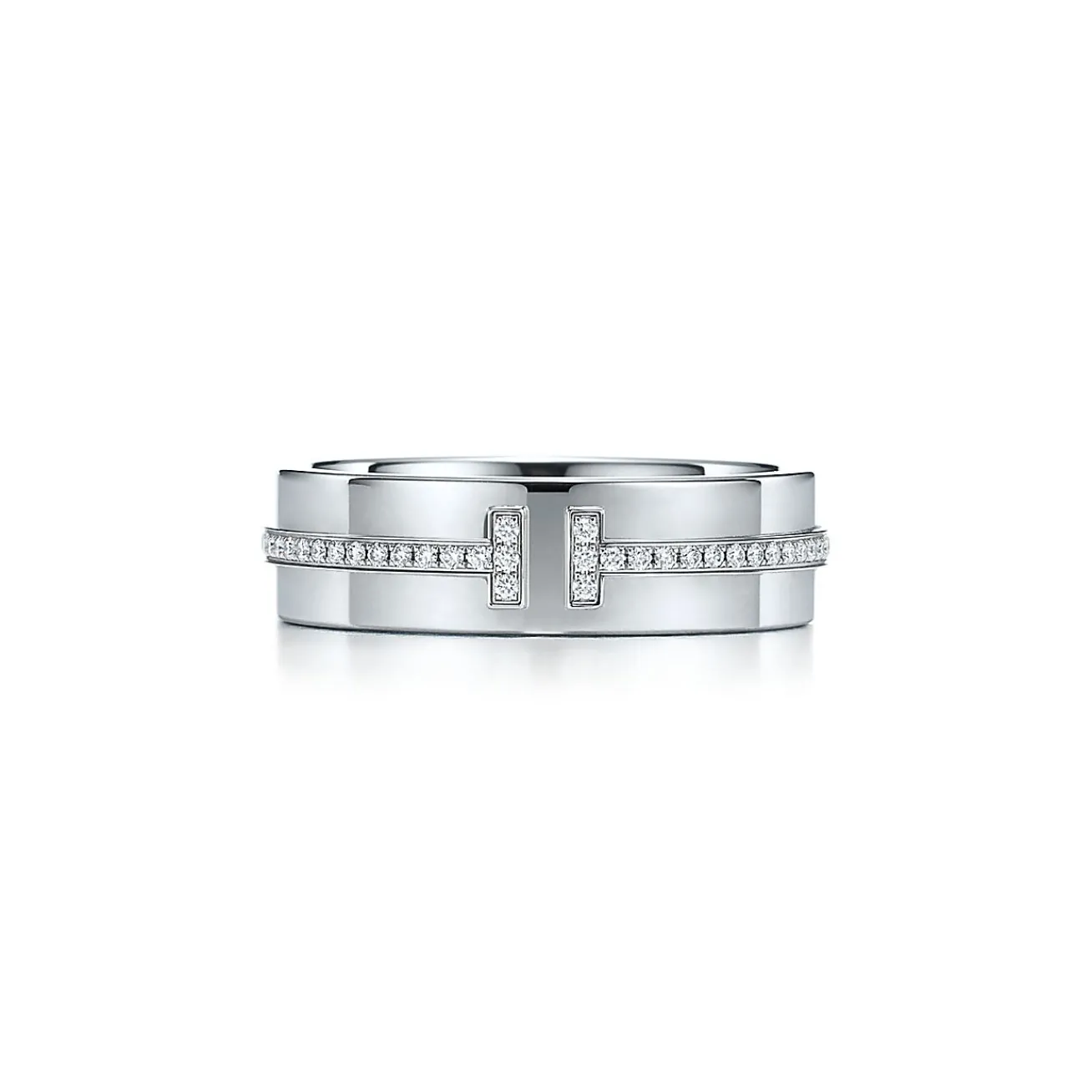 Tiffany & Co. Tiffany T wide diamond ring in 18k white gold, 5.5 mm wide. | ^Women Rings|Men's Jewelry