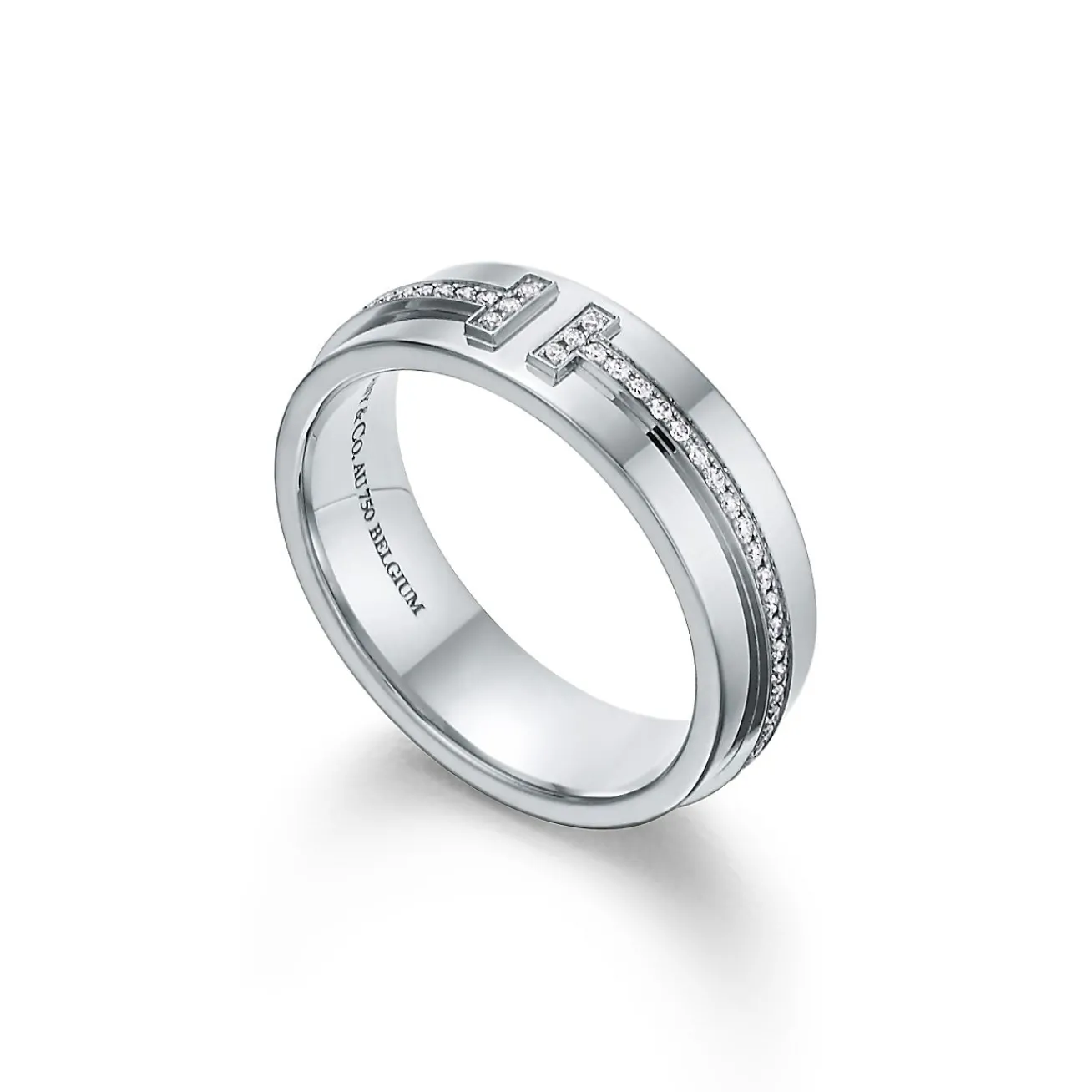 Tiffany & Co. Tiffany T wide diamond ring in 18k white gold, 5.5 mm wide. | ^Women Rings|Men's Jewelry