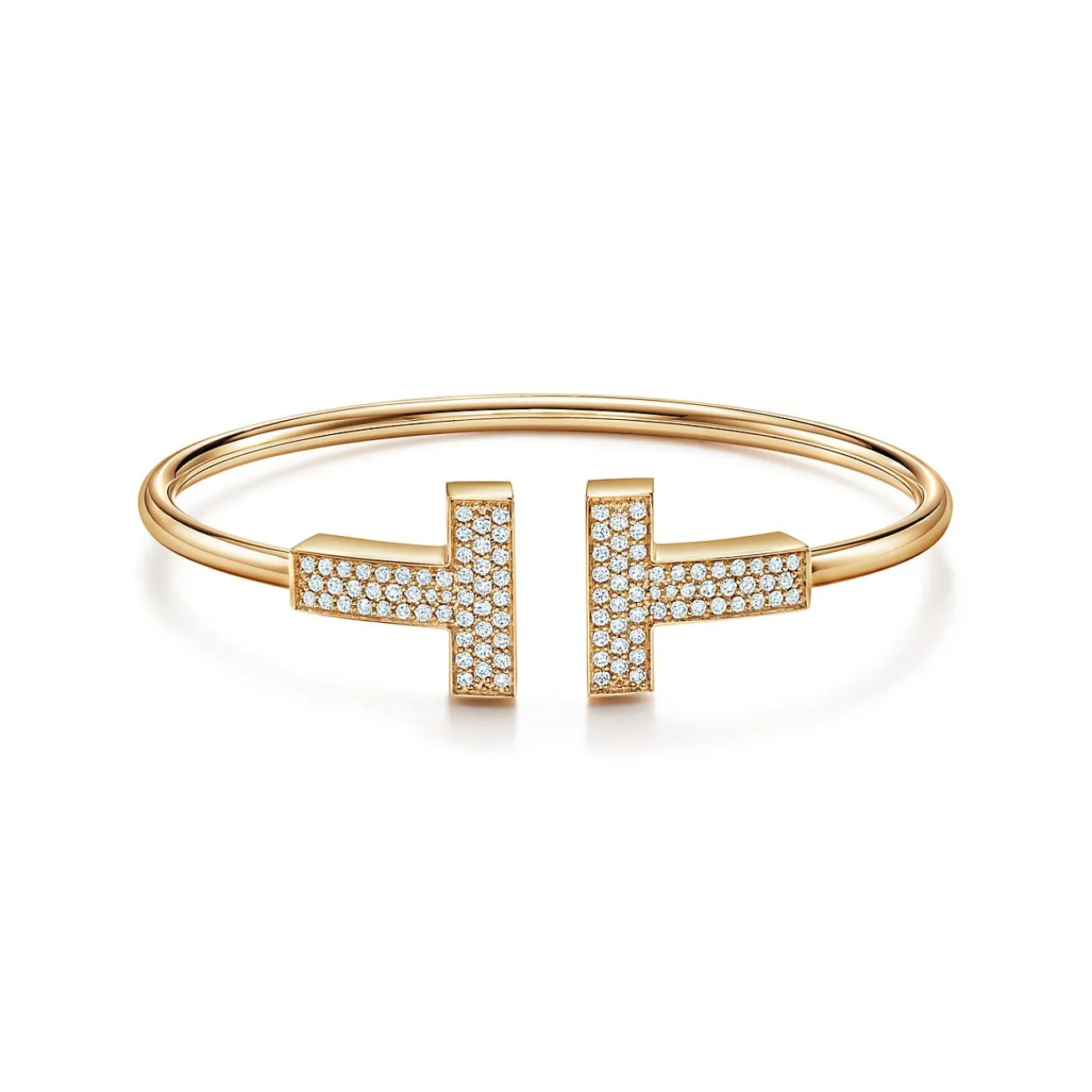 Tiffany & Co. Tiffany T wide diamond wire bracelet in 18k gold, medium. | ^ Bracelets|Gold Jewelry
