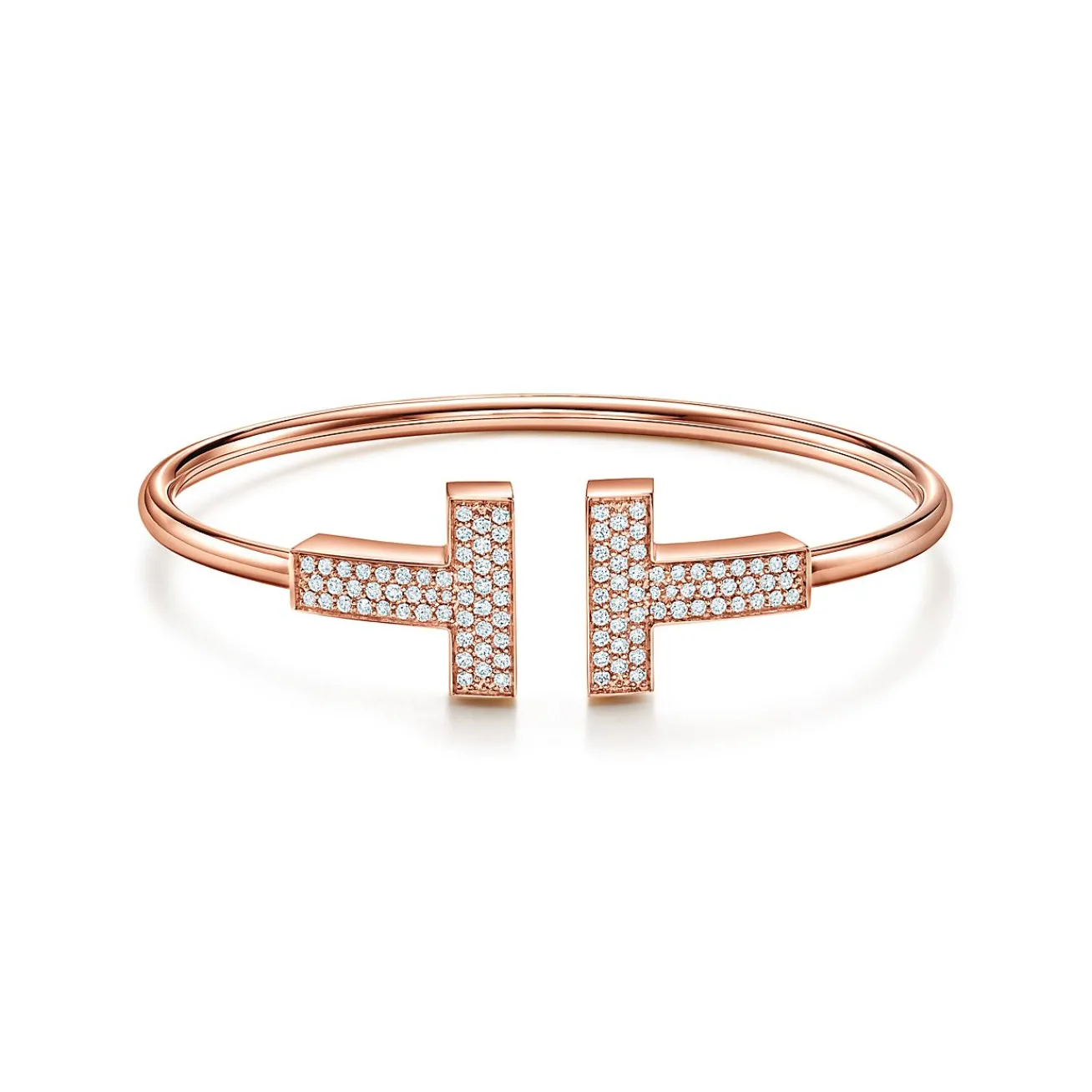 Tiffany & Co. Tiffany T wide diamond wire bracelet in 18k rose gold, medium. | ^ Bracelets|Rose Gold Jewelry
