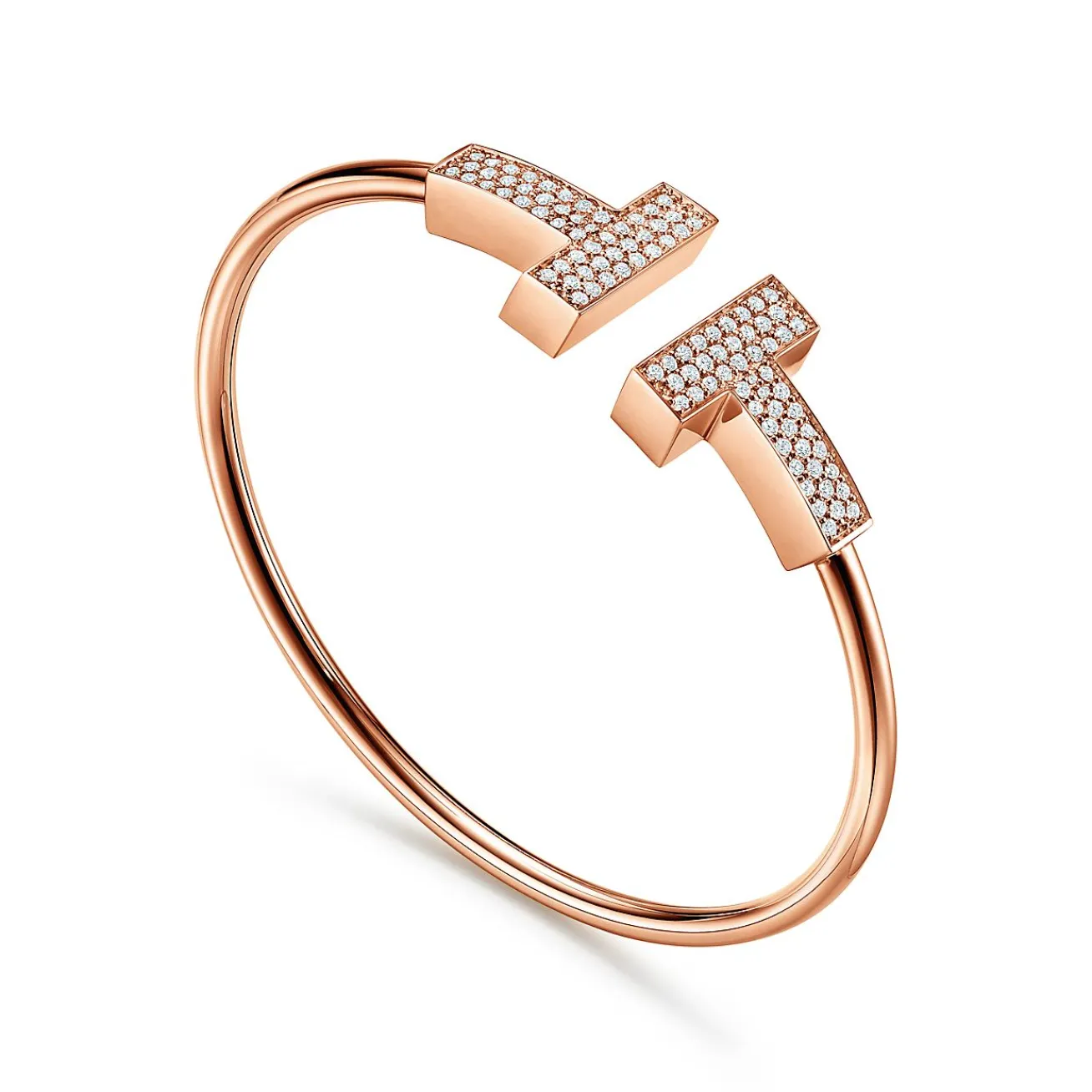 Tiffany & Co. Tiffany T wide diamond wire bracelet in 18k rose gold, medium. | ^ Bracelets|Rose Gold Jewelry