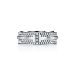 Tiffany & Co. Tiffany T wide pavé diamond ring in 18k white gold, 5.8 mm wide. | ^Women Rings|Diamond Jewelry