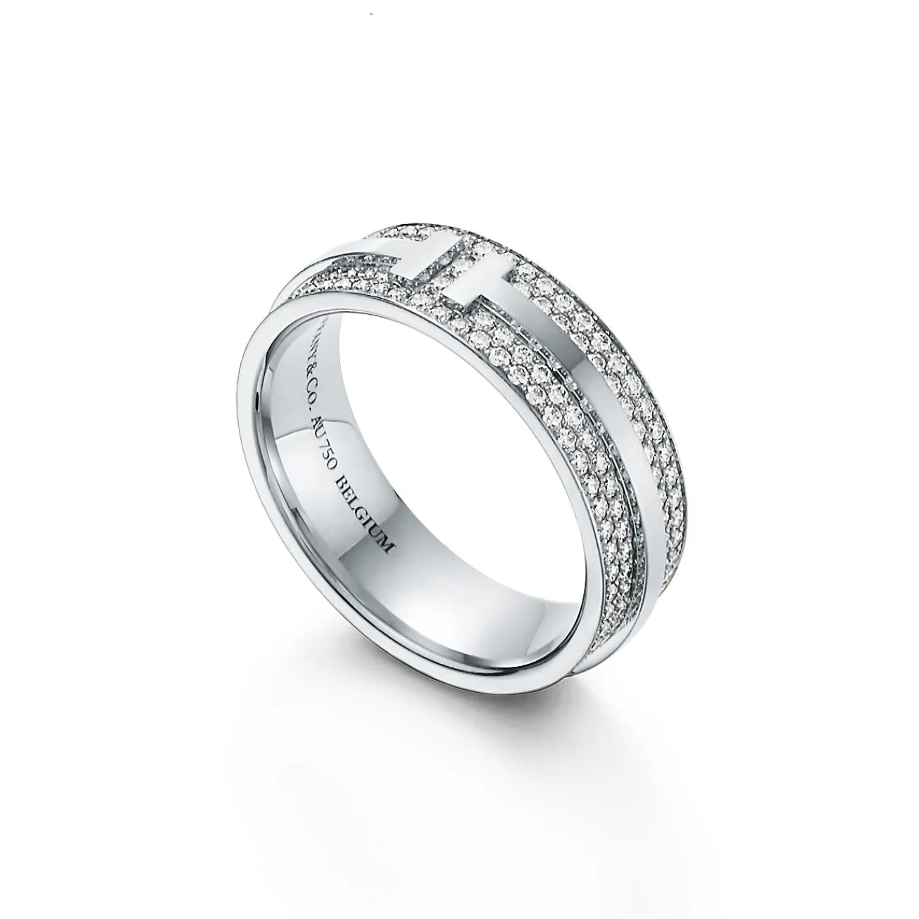 Tiffany & Co. Tiffany T wide pavé diamond ring in 18k white gold, 5.8 mm wide. | ^Women Rings|Diamond Jewelry