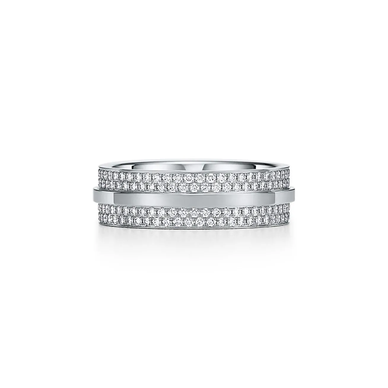 Tiffany & Co. Tiffany T wide pavé diamond ring in 18k white gold, 5.8 mm wide. | ^Women Rings|Diamond Jewelry