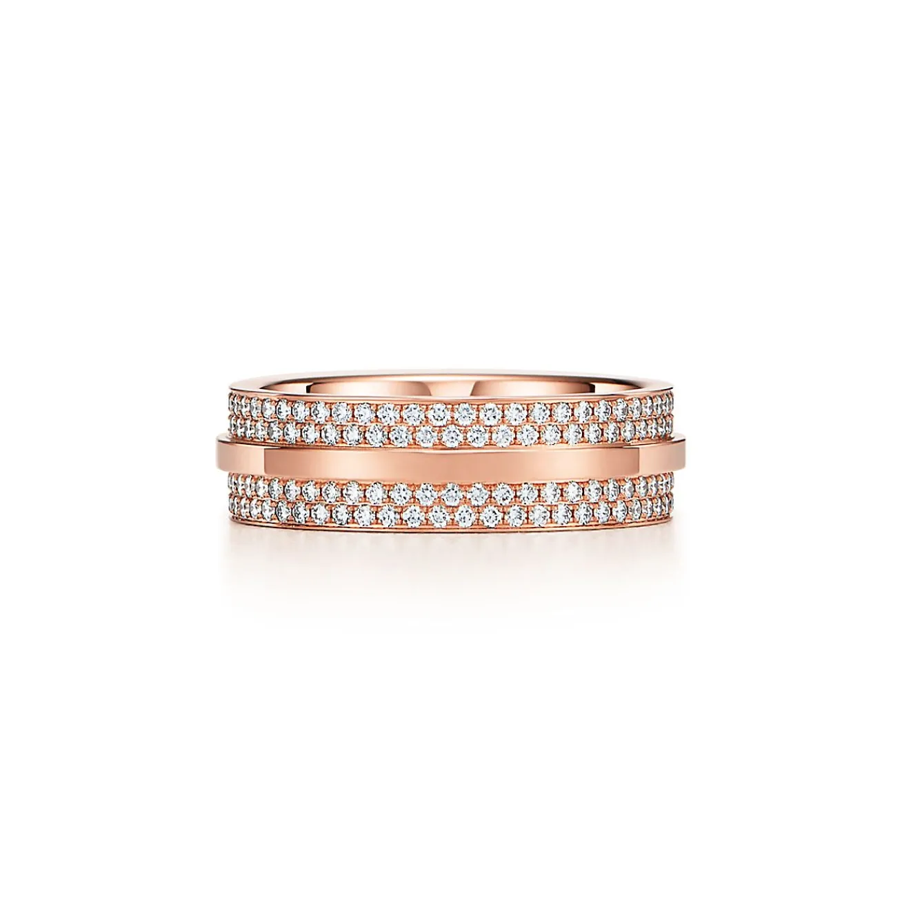 Tiffany & Co. Tiffany T wide pavé diamond ring in 18k rose gold, 5.8 mm wide. | ^Women Rings|Men's Jewelry