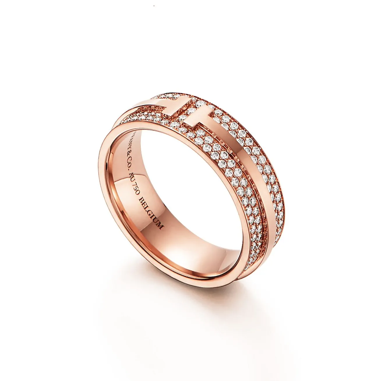 Tiffany & Co. Tiffany T wide pavé diamond ring in 18k rose gold, 5.8 mm wide. | ^Women Rings|Men's Jewelry