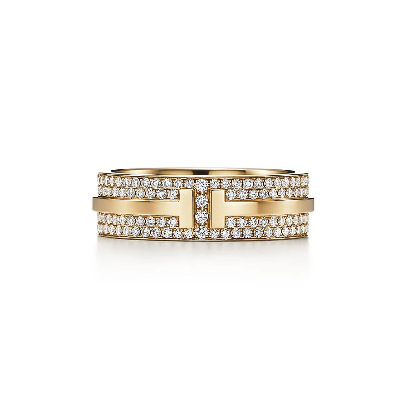 Tiffany & Co. Tiffany T wide pavé diamond ring in 18k gold, 5.8 mm wide. | ^Women Rings|Gold Jewelry
