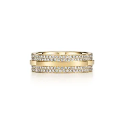 Tiffany & Co. Tiffany T wide pavé diamond ring in 18k gold, 5.8 mm wide. | ^Women Rings|Gold Jewelry