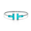 Tiffany & Co. Tiffany T wide turquoise wire bracelet in 18k white gold, medium. | ^ Bracelets|Colored Gemstone Jewelry