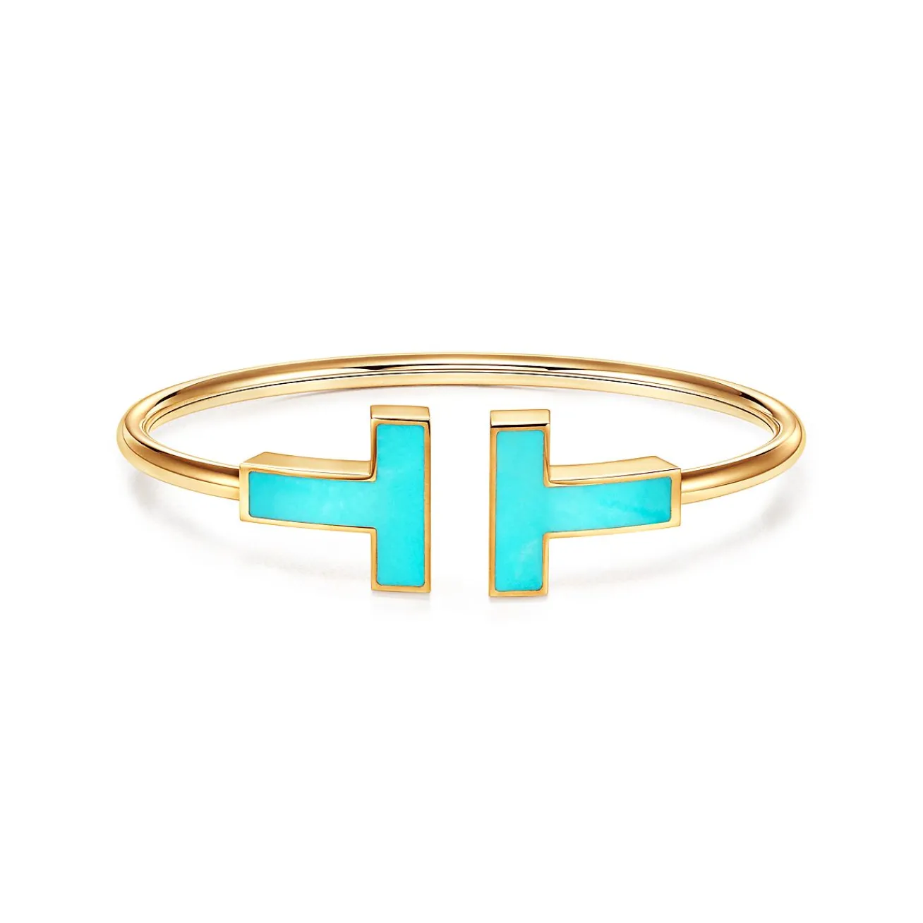 Tiffany & Co. Tiffany T wide turquoise wire bracelet in 18k gold, medium. | ^ Bracelets|Gold Jewelry