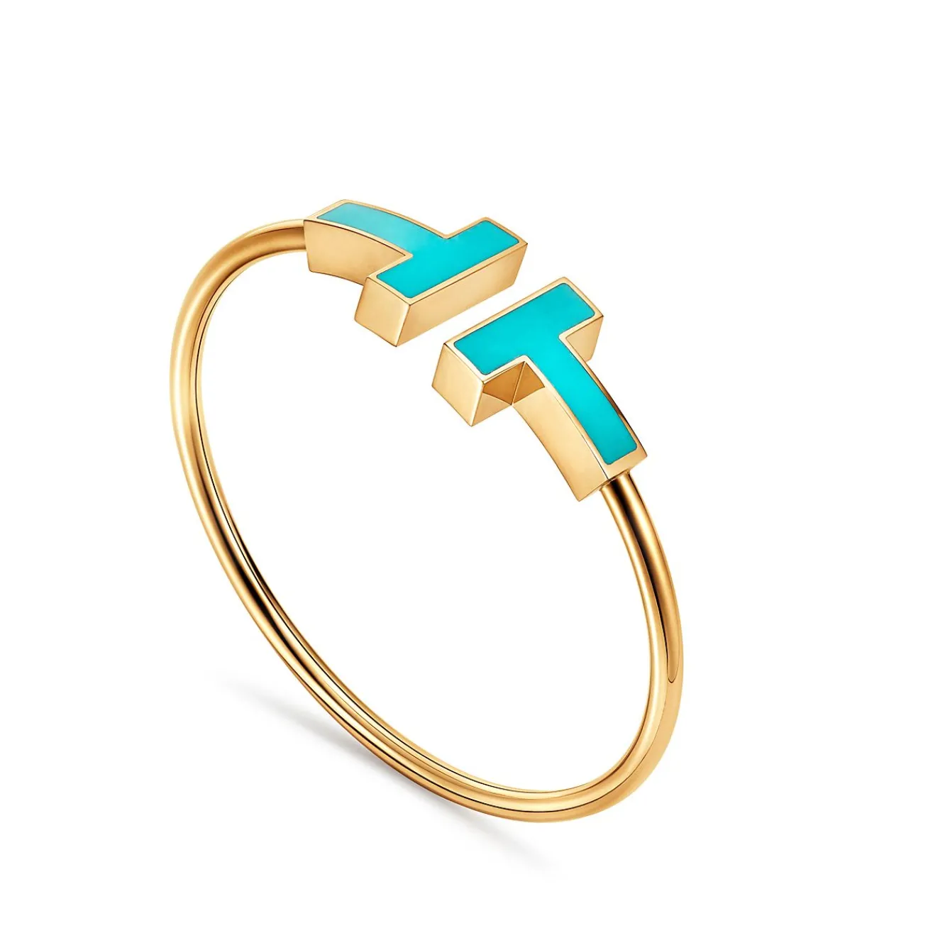 Tiffany & Co. Tiffany T wide turquoise wire bracelet in 18k gold, medium. | ^ Bracelets|Gold Jewelry