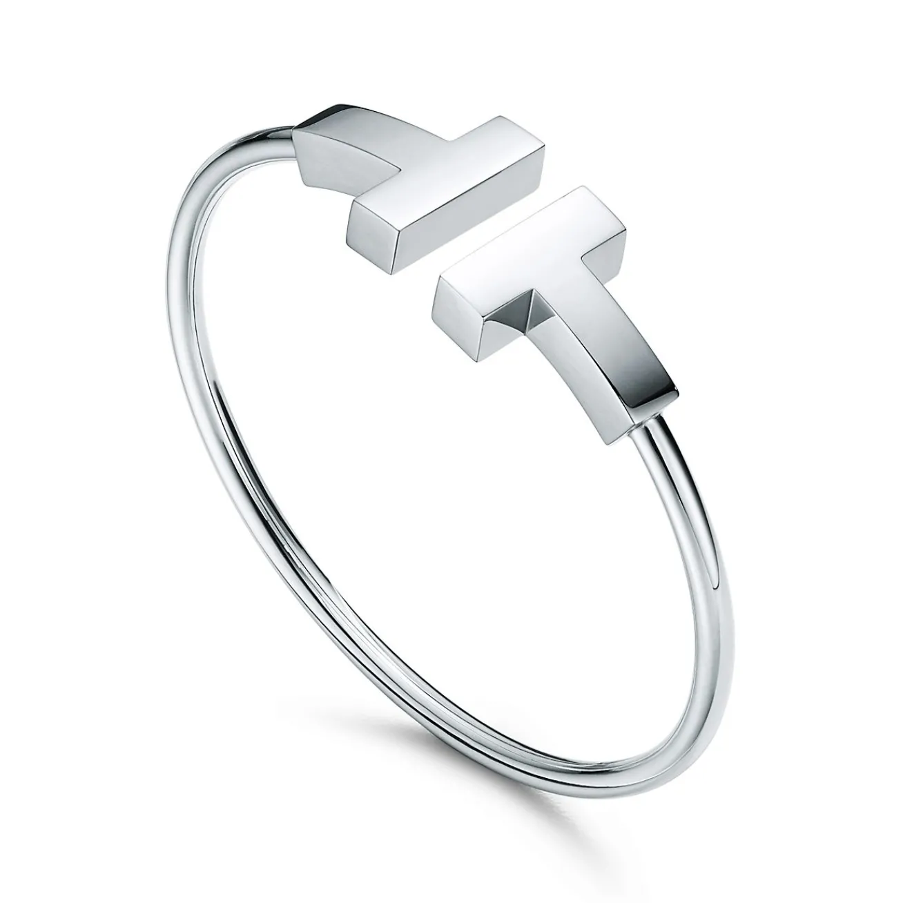 Tiffany & Co. Tiffany T wide wire bracelet in 18k white gold, medium. | ^ Bracelets|Men's Jewelry
