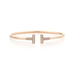 Tiffany & Co. Tiffany T Wire Bracelet in Rose Gold with Diamonds | ^ Bracelets|Men's Jewelry