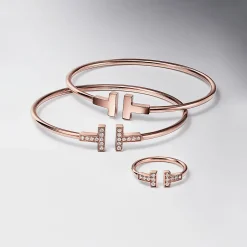 Tiffany & Co. Tiffany T Wire Bracelet in Rose Gold with Diamonds | ^ Bracelets|Men's Jewelry