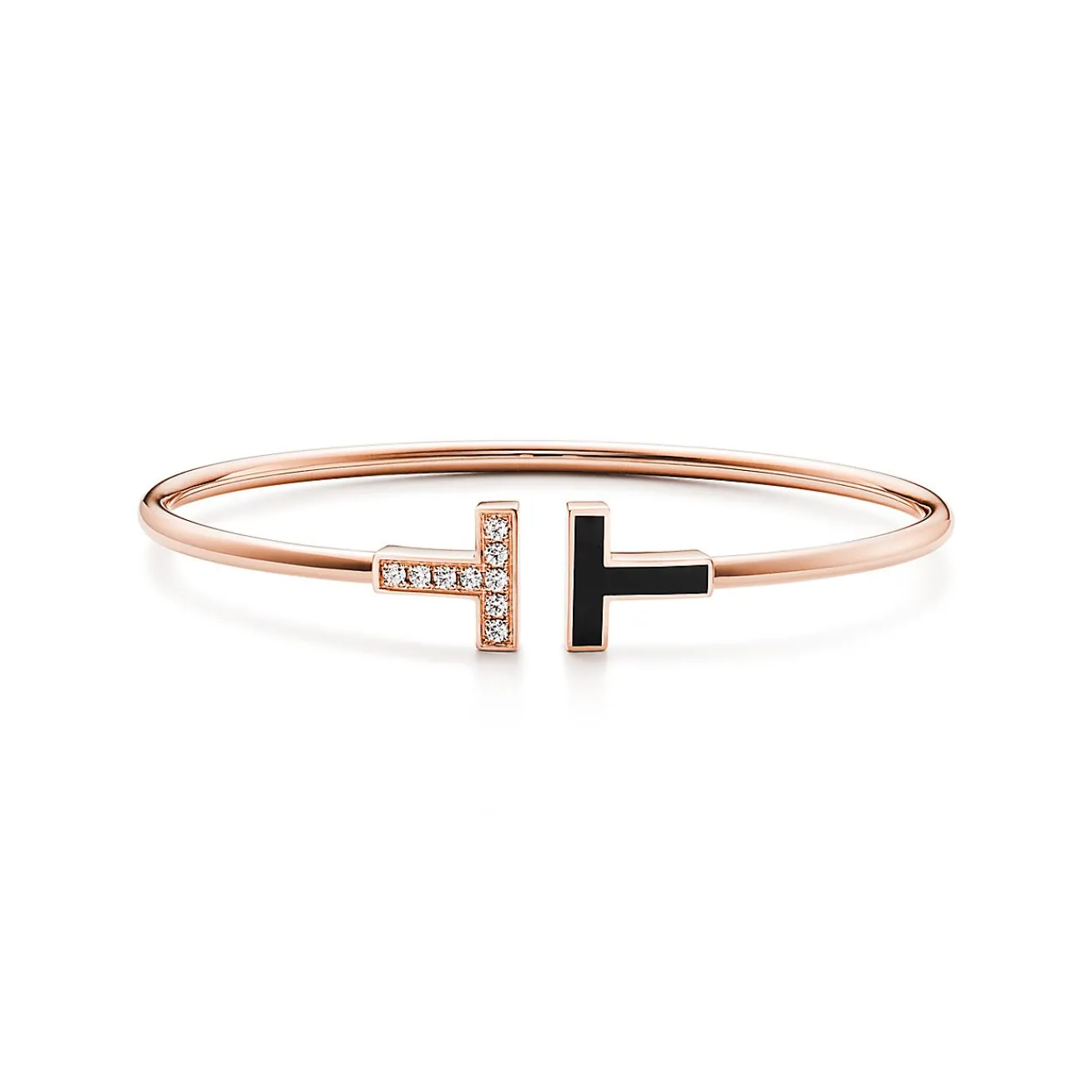 Tiffany & Co. Tiffany T Wire Bracelet in Rose Gold with Black Onyx and Diamonds | ^ Bracelets|Rose Gold Jewelry