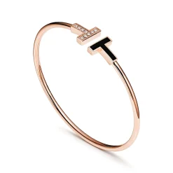 Tiffany & Co. Tiffany T Wire Bracelet in Rose Gold with Black Onyx and Diamonds | ^ Bracelets|Rose Gold Jewelry