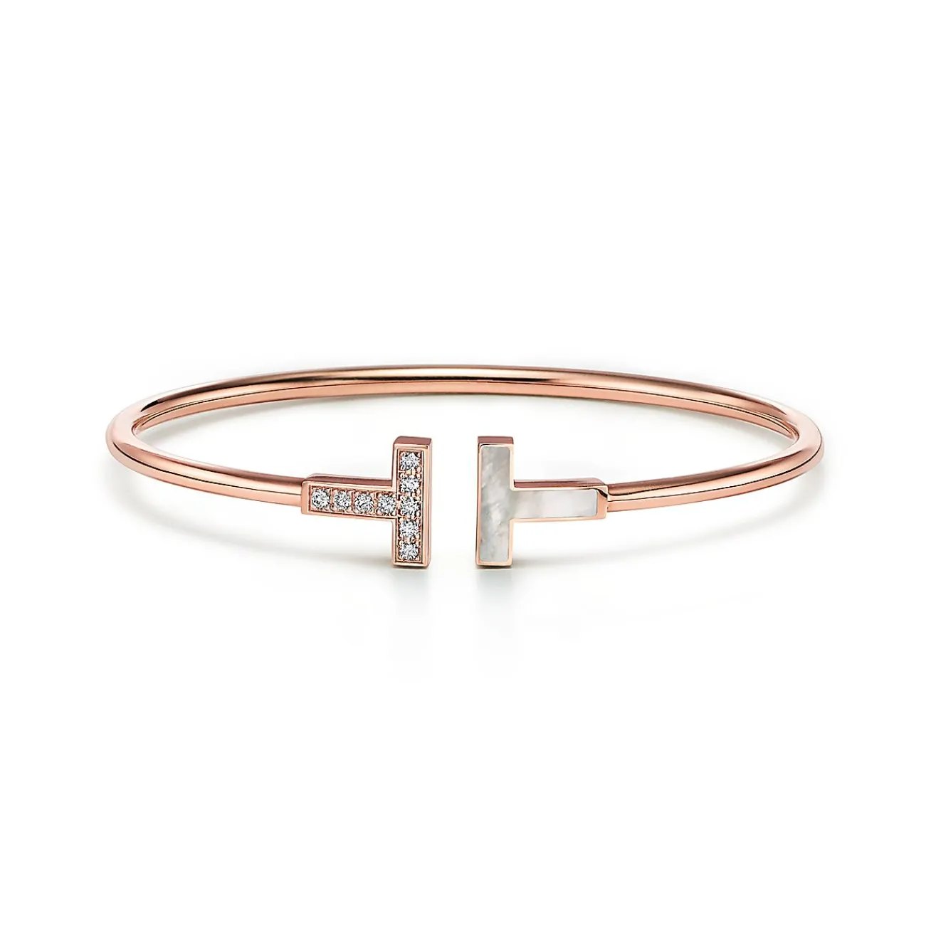 Tiffany & Co. Tiffany T Wire Bracelet in Rose Gold with Diamonds and Mother-of-pearl | ^ Bracelets|Gifts for Her