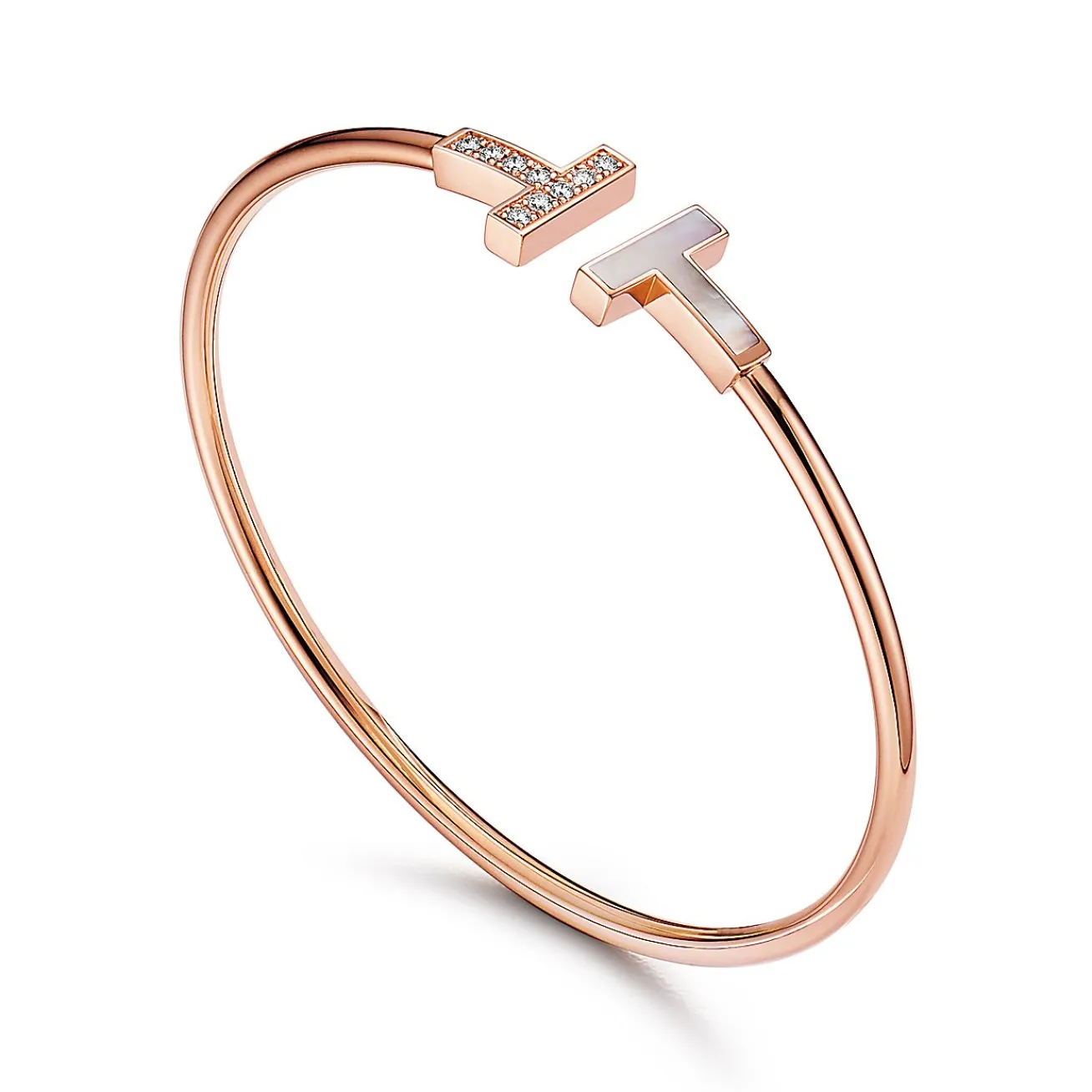 Tiffany & Co. Tiffany T Wire Bracelet in Rose Gold with Diamonds and Mother-of-pearl | ^ Bracelets|Gifts for Her