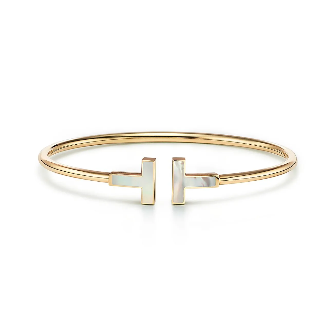 Tiffany & Co. Tiffany T Wire Bracelet in Yellow Gold with Mother-of-pearl | ^ Bracelets|Gold Jewelry