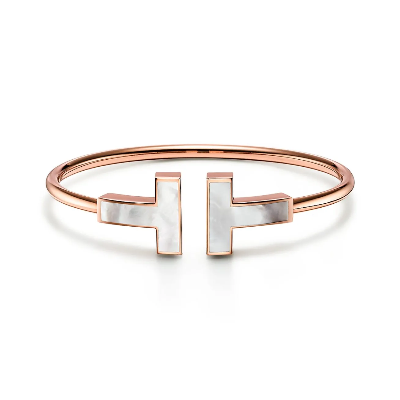 Tiffany & Co. Tiffany T Wire Bracelet in Rose Gold with Mother-of-pearl, Wide | ^ Bracelets|Rose Gold Jewelry