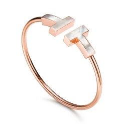 Tiffany & Co. Tiffany T Wire Bracelet in Rose Gold with Mother-of-pearl, Wide | ^ Bracelets|Rose Gold Jewelry