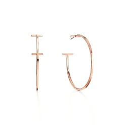 Tiffany & Co. Tiffany T wire hoop earrings in 18k rose gold, extra large. | ^ Earrings|Hoop Earrings