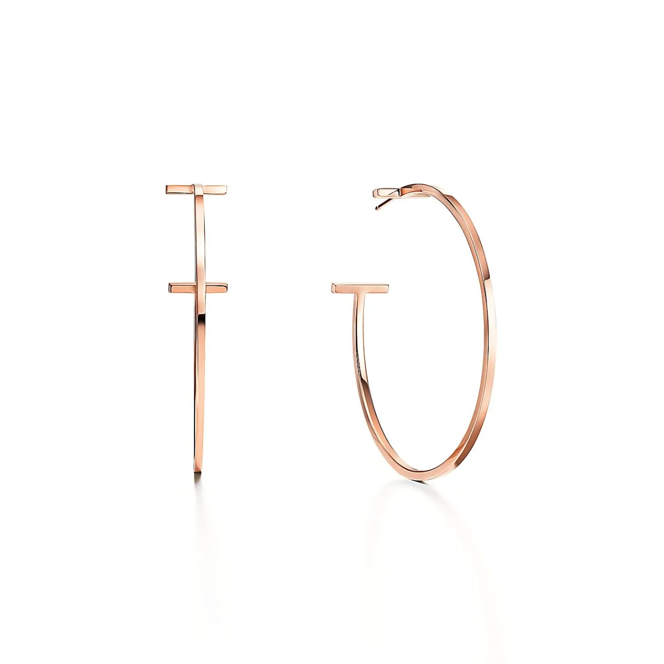 Tiffany & Co. Tiffany T wire hoop earrings in 18k rose gold, extra large. | ^ Earrings|Hoop Earrings