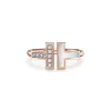 Tiffany & Co. Tiffany T Wire Ring in Rose Gold with Diamonds and Mother-of-pearl | ^ Rings|Rose Gold Jewelry