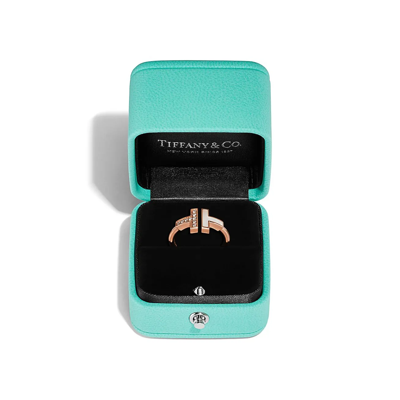 Tiffany & Co. Tiffany T Wire Ring in Rose Gold with Diamonds and Mother-of-pearl | ^ Rings|Rose Gold Jewelry