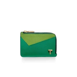 Tiffany & Co. Tiffany T Zip Card Case in Emerald Green Colorblock Leather | ^Women Small Leather Goods|Women's Accessories
