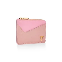 Tiffany & Co. Tiffany T Zip Card Case in Pink Colorblock Leather | ^Women Small Leather Goods|Women's Accessories