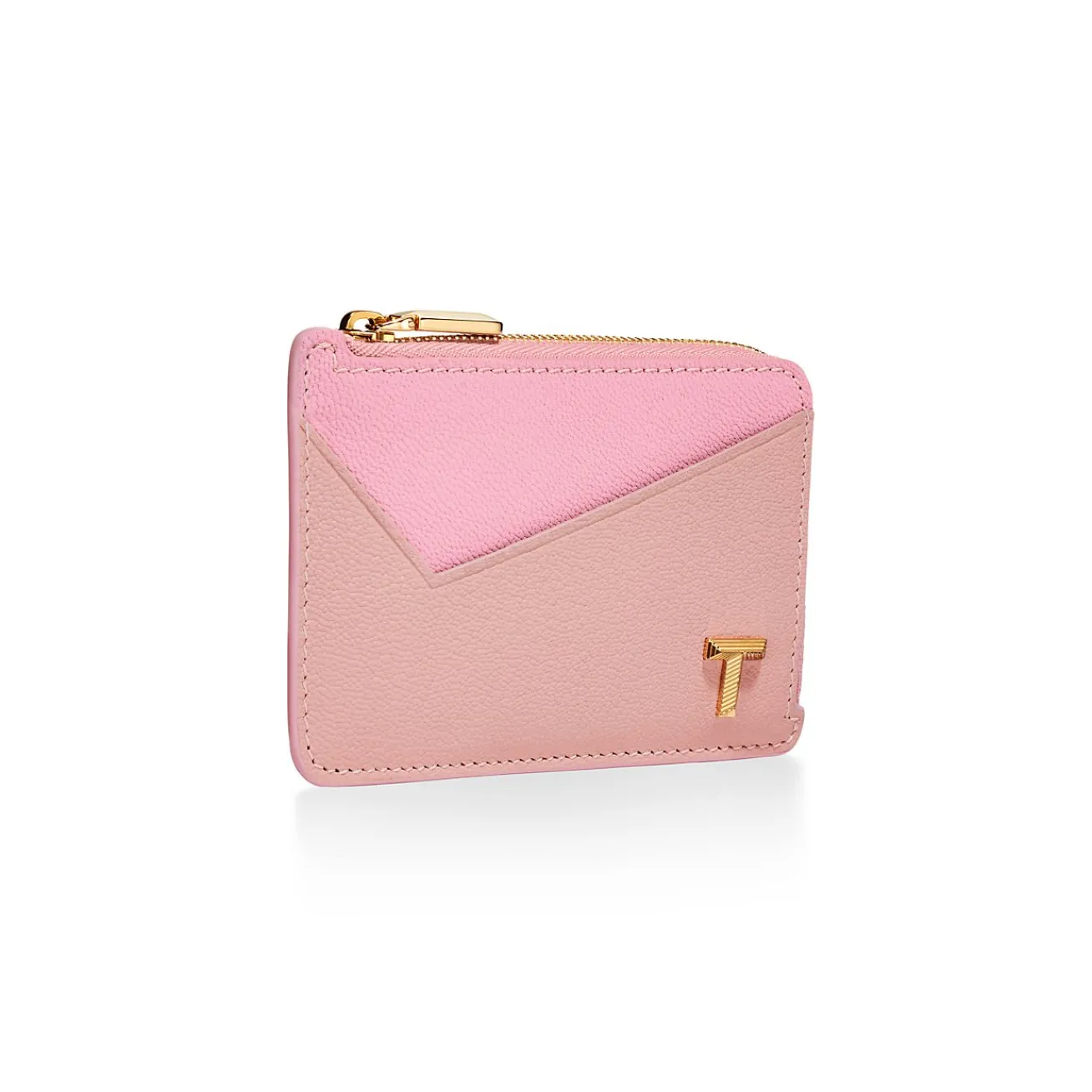 Tiffany & Co. Tiffany T Zip Card Case in Pink Colorblock Leather | ^Women Small Leather Goods|Women's Accessories