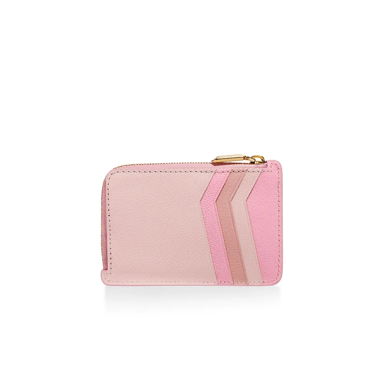 Tiffany & Co. Tiffany T Zip Card Case in Pink Colorblock Leather | ^Women Small Leather Goods|Women's Accessories