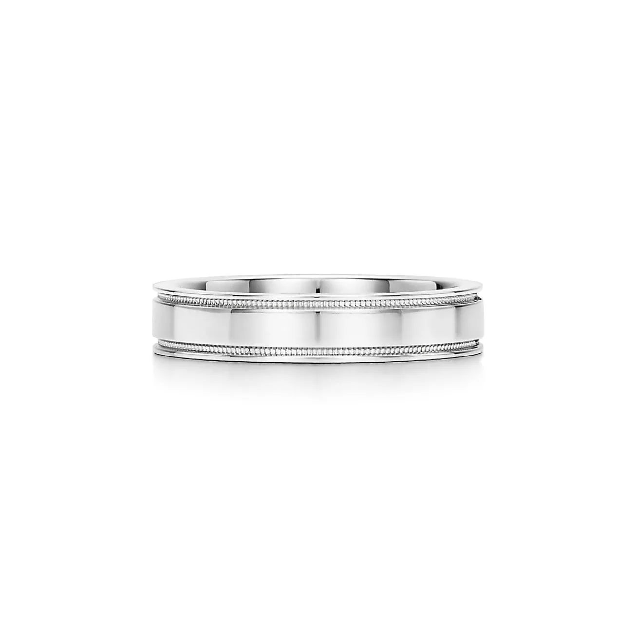 Tiffany & Co. Tiffany Together Double Milgrain Band Ring in Platinum with a Diamond, 4 mm Wide | ^Women Rings|Platinum Jewelry