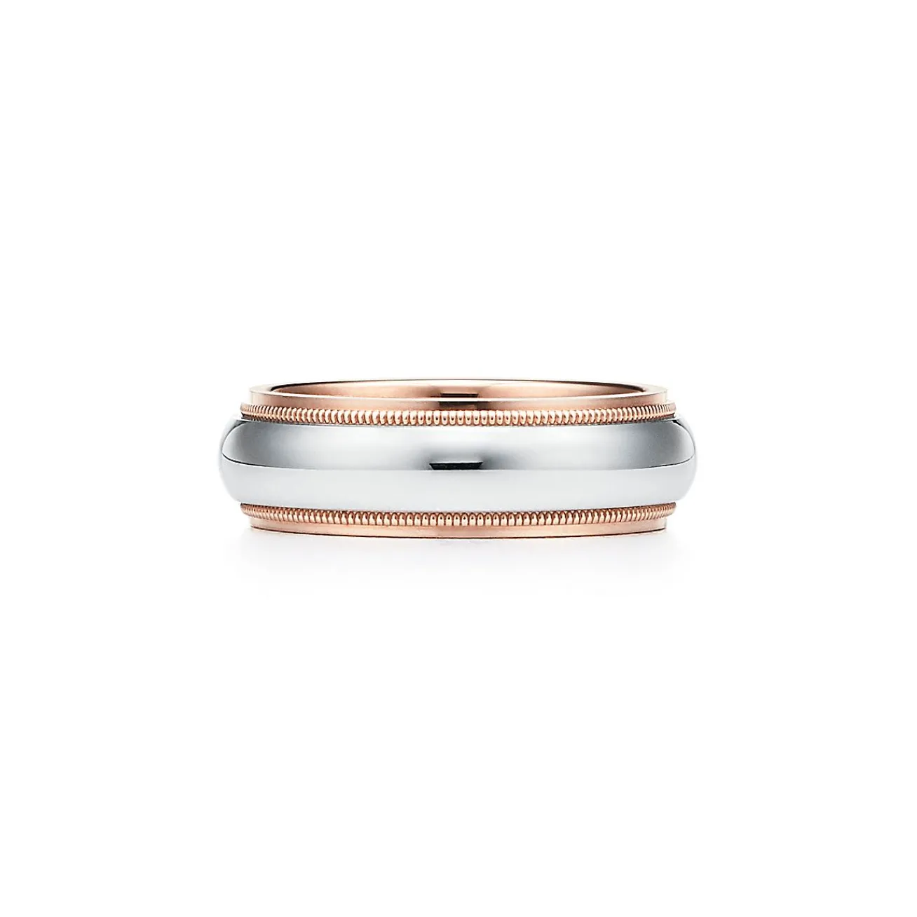 Tiffany & Co. Tiffany Together Milgrain Band Ring in Platinum and Rose Gold, 6 mm Wide | ^ Rings|Rose Gold Jewelry