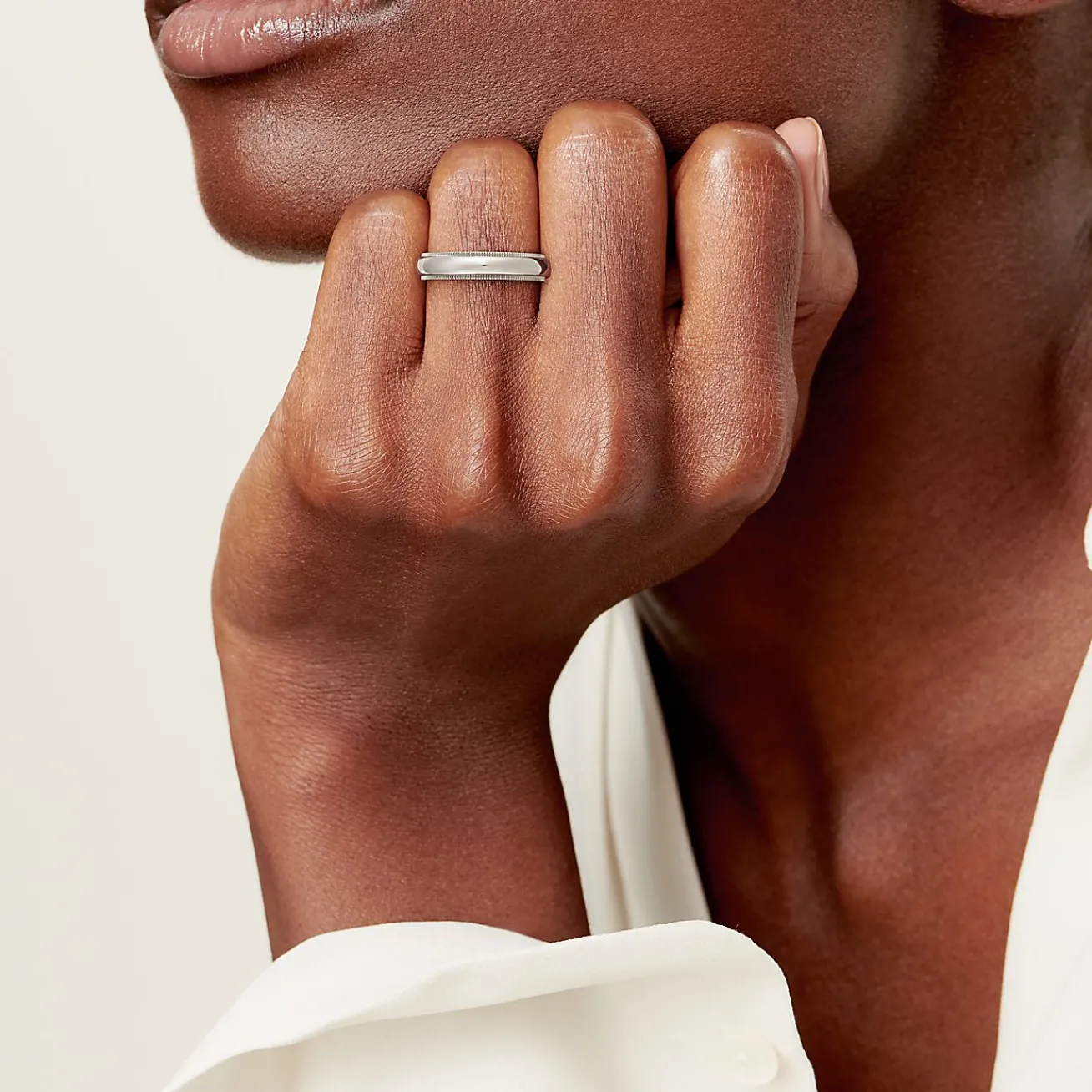 Tiffany & Co. Tiffany Together Milgrain Band Ring in Platinum, 4 mm Wide | ^Women Rings|Platinum Jewelry