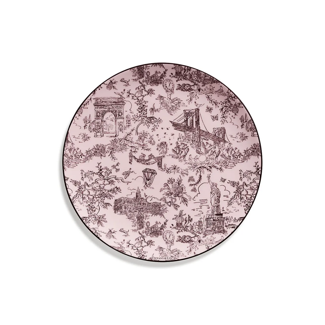 Tiffany & Co. Tiffany Toile Dessert Plate in Morganite Bone China | ^ The Couple|Business Gifts