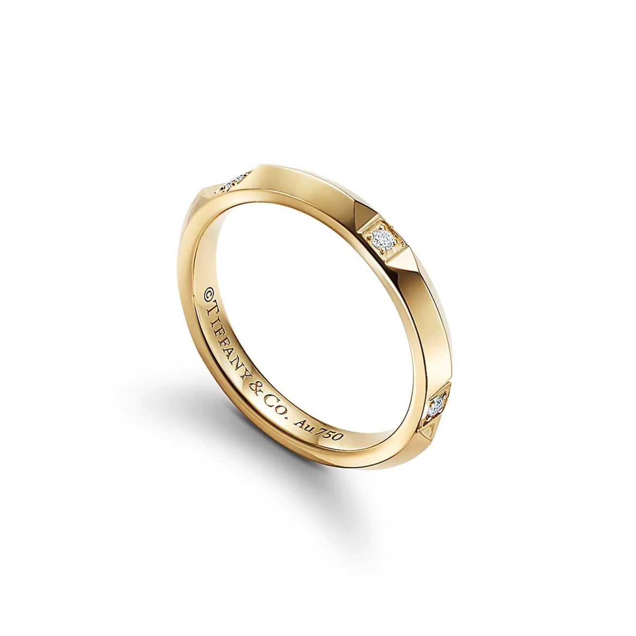 Tiffany & Co. Tiffany True® band ring in 18k gold with diamonds, 2.5 mm wide. | ^Women Rings|Men's Jewelry