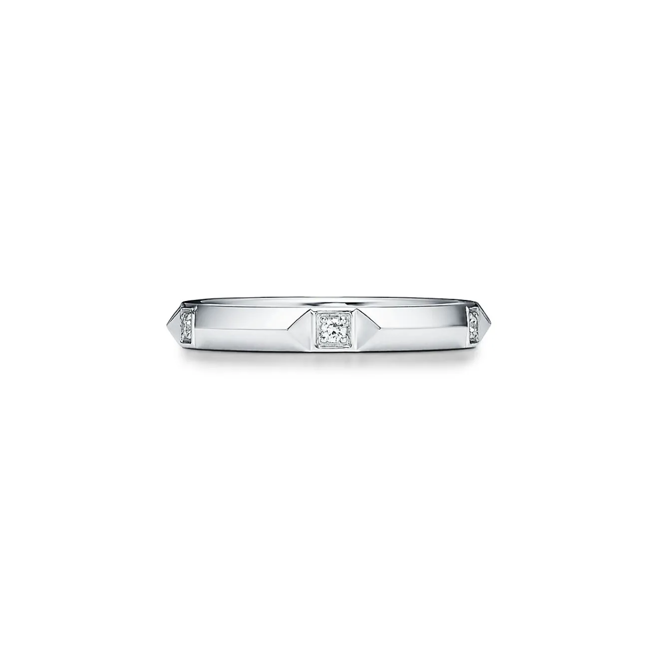 Tiffany & Co. Tiffany True® band ring in platinum with diamonds, 2.5 mm wide. | ^Women Rings|Men's Jewelry