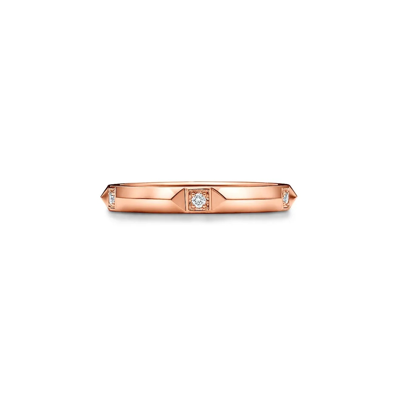 Tiffany & Co. Tiffany True® band ring in 18k rose gold with diamonds, 2.5 mm wide. | ^Women Rings|Men's Jewelry